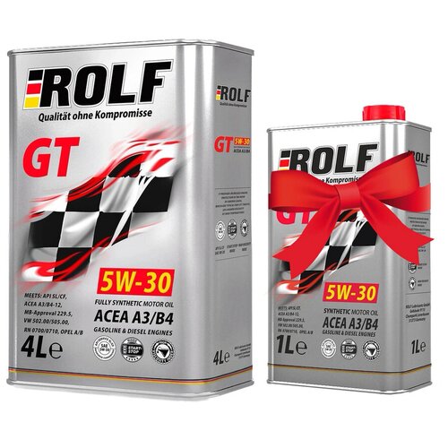 Синтетическое моторное масло ROLF GT 5W-30 ACEA A3/B4, 4 л