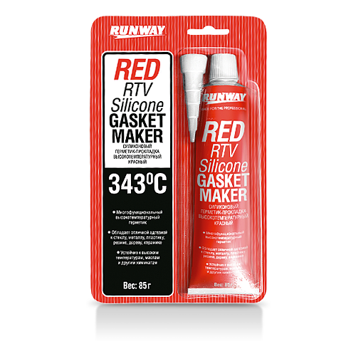 Силиконовый герметик-прокладка высокотемпературный красный 85г RUNWAY