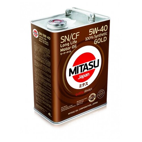 Синтетическое моторное масло Mitasu MJ107/1 Gold LL SN 5W-40, 1 л