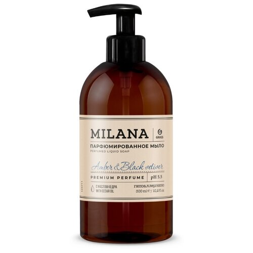 Жидкое парфюмированное мыло MILANA Amber & Black Vetiver, 300 мл