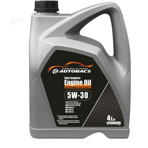 AUTOBACS A00032740 Масло моторное AUTOBACS Fully Synthetic 5W30 ACEA C2/C3 API SN 4L