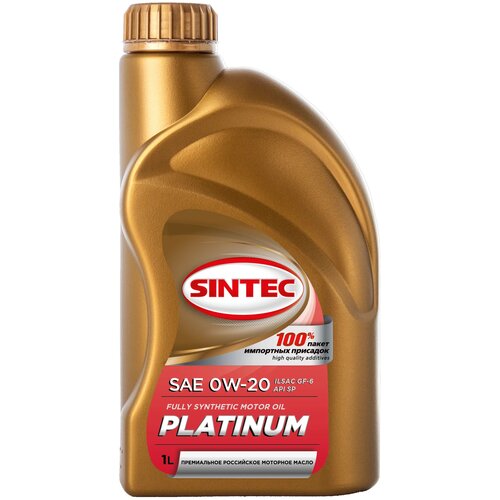 Моторное масло SINTEC PLATINUM SAE 0W-20 API SP, ILSAC GF-6 Синтетическое 1 л