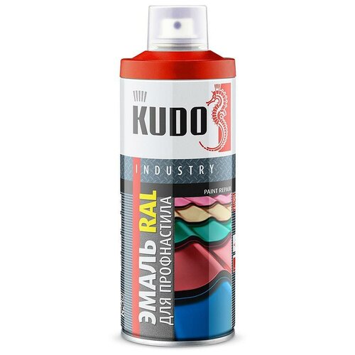 Эмаль KUDO RAL для металлочерепицы и профнастила, RAL 3005 винно-красный, полуматовая, 520 мл, 6 шт.