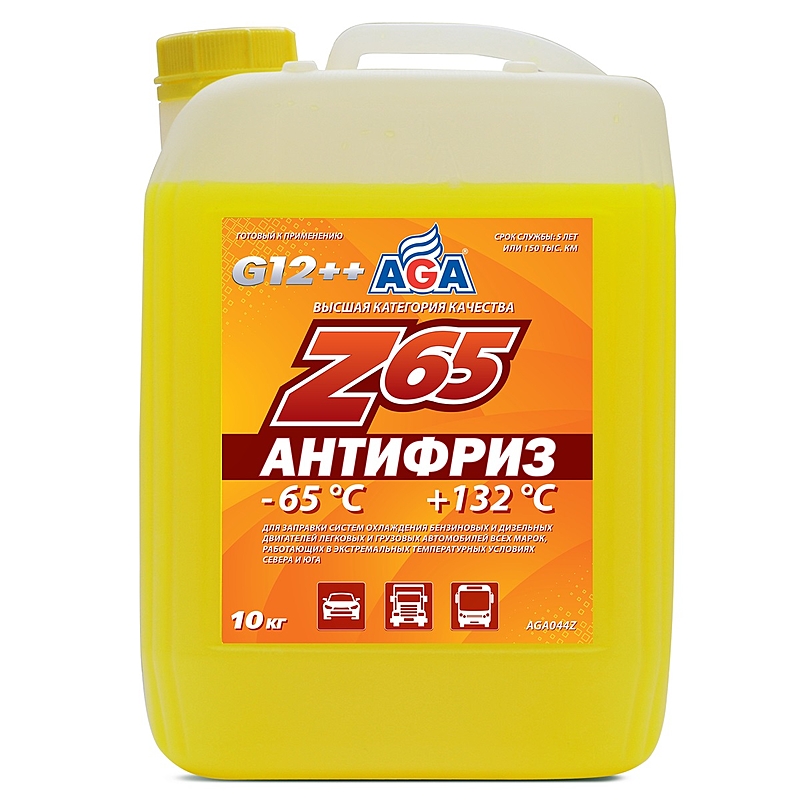 Антифриз AGA Z65 G12++ 10 кг желтый