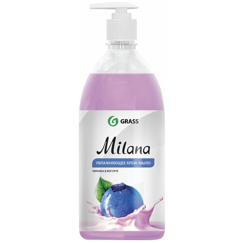 Мыло-крем жидкое 1 л GRASS MILANA "Черника в йогурте", дозатор, 126301 6 шт