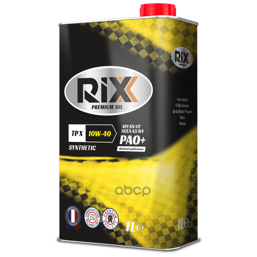RIXX Масло Моторное Rixx Tp X Sae 10w-40 Sn/Cf A3/B4 Синтетическое 1 Л (Pao)
