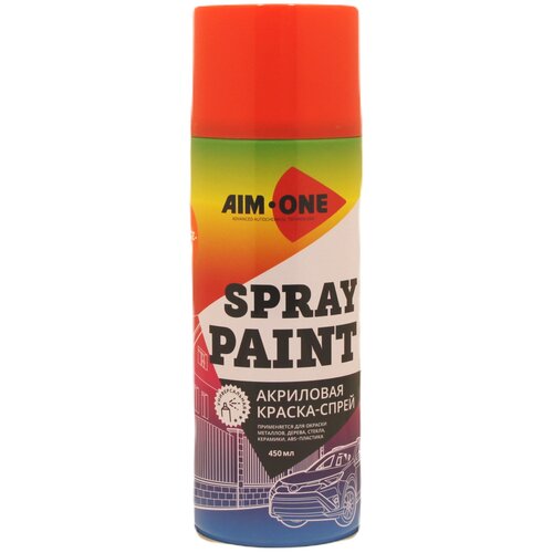 AIM-ONE Краска-спрей оранжево-красная 450мл (аэрозоль). Spray paint orange SP-OR14