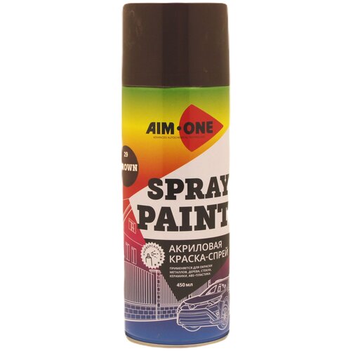 AIM-ONE Краска-спрей коричневая 450мл (аэрозоль). Spray paint brown SP-BW29