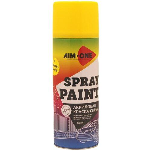 AIM-ONE Краска-спрей лимонно-желтая 450мл (аэрозоль). Spray paint yellow SP-LY41