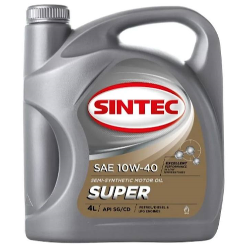 Моторное масло SINTEC SUPER SAE 10W-40, API SG/CD, Полусинтетическое, 4 л., арт. 801894