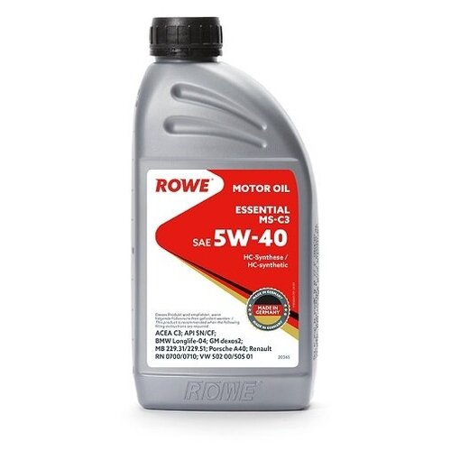 ROWE Масло Rowe 5w40 Essential Ms-C3 Api Sn/Cf Acea C3 1л Син