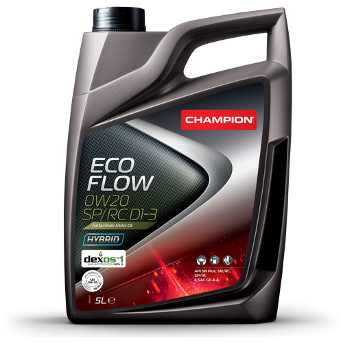 Автомобильное синтетическое моторное масло CHAMPION ECO FLOW 0W20 SP/RC D1-3 премиум класса 5 литров, Бельгия