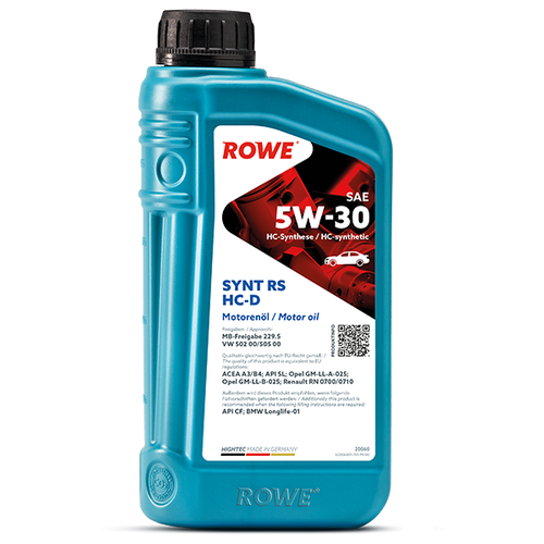 Синтетическое моторное масло ROWE Hightec Synt RS HC-D SAE 5W-30, 4 л