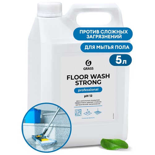 Средство для мытья полов щелочное FLOOR WASH STRONG PROFESSIONAL конц зеленый канистра 5,6 кг GRASS 125193