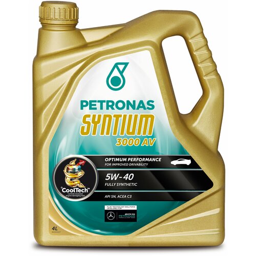Моторное масло PETRONAS SYNTIUM 3000 AV 5W40 4 литра 70179K1YEU Синтетическое API SN ACEA C3 MB 229.51 VW 502.00 505.00 505.01 Renault RN 0700/0710