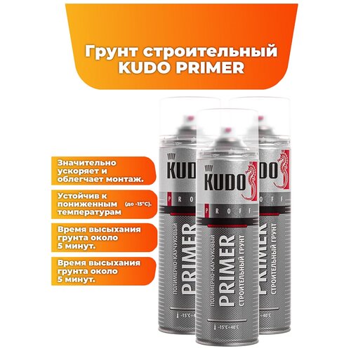 Грунт строительный KUDO PRIMER полимерно-каучуковый, 3 шт.