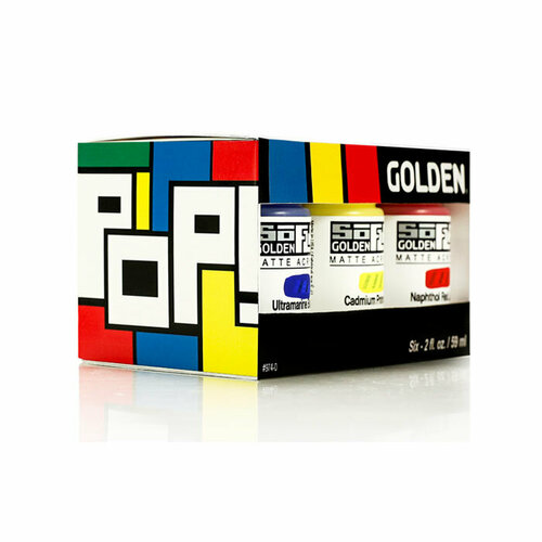 Набор красок акриловых матовых GOLDEN SoFlat Pop, 6х59мл