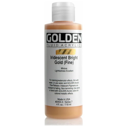 Краска акриловая Golden Fluid, банка 118 мл, № 2454 золотой яркий перламутр
