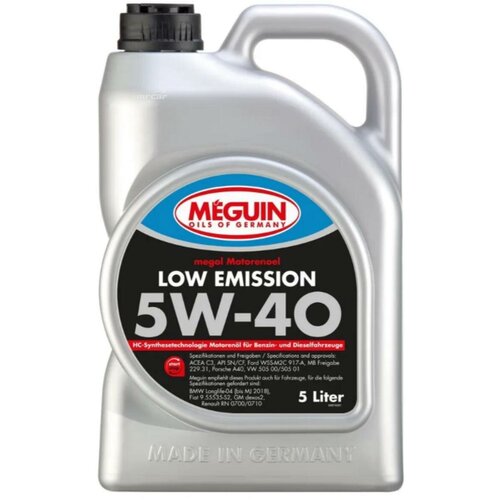 MEGUIN 6574 НС-синт. мот.масло Megol Motorenoel Low Emission 5W-40 CF/SN C3 (5л)