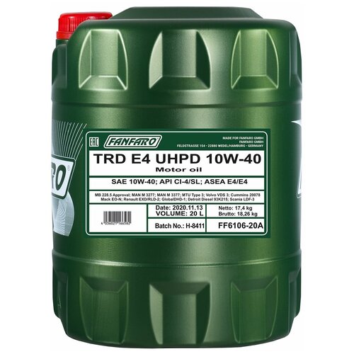 Синтетическое моторное масло FANFARO TRD E4 UHPD 10W-40
