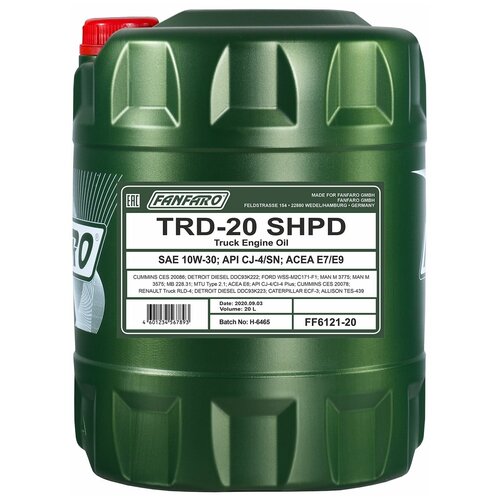 Синтетическое моторное масло FANFARO TRD-20 SHPD 10W-30