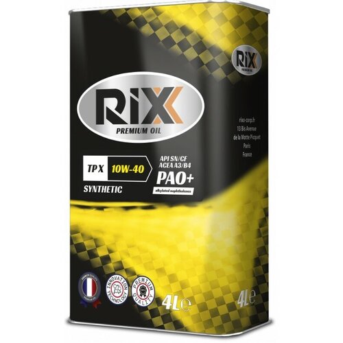 Моторное масло RIXX TP X SAE 10W-40 A3/B4 PAO+AN SN/CF 4л синтетическое RX0017TPX