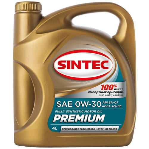 Моторное масло SINTEC PREMIUM SAE 0W-30, API SP/CF, ACEA A5/B5 Синтетическое 4 л