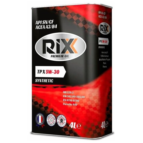 Масло моторное RIXX TP X синтетическое 5W-30 SN/CF (4 л)