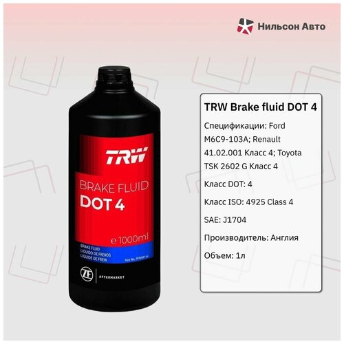 Жидкость тормозная DOT-4 (+ESP) 1л TRW