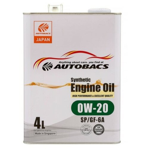 Моторное масло AUTOBACS 0w-20 Synthetic Engine Oil SP/GF-6 4л A00032424