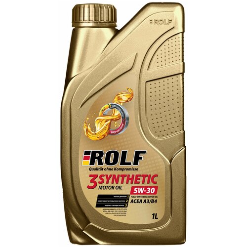 ROLF 322732 Масло моторное синтетическое 3-synthetic 5W30 API SL/CF, ACEA A3/B4 1л пластик