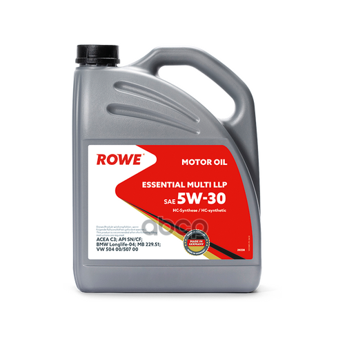 ROWE Масло Моторное 5w30 Rowe 5л Синтетика Essential Multi Llp C3 Sm/Cf