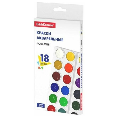 Краски акварельные 18 цветов ErichKrause Basic, в мягком пластике, без кисти, картон с европодвесом