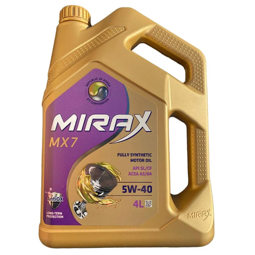 Моторное масло MIRAX MX7 5W-40 API SL/CF ACEA A3/B4 4 л 607025