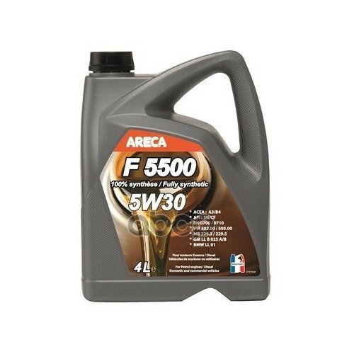 051552 ARECA ARECA F 5500 5W30 (4L)_масло мот.!синт.\ ACEA A3/B4, API SL/CF,VW 502/505, MB 229.5/229.3/226.5