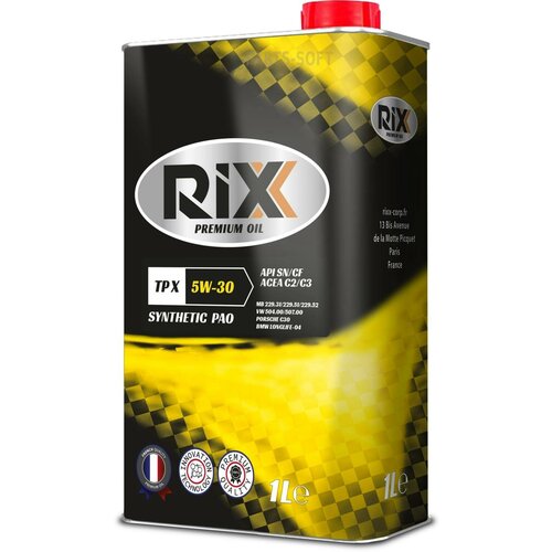 RIXX RX0021TPX Синтетическое моторное масло RIXX TP X 5W-30 SN/CF C2/C3 железная банка 1 л
