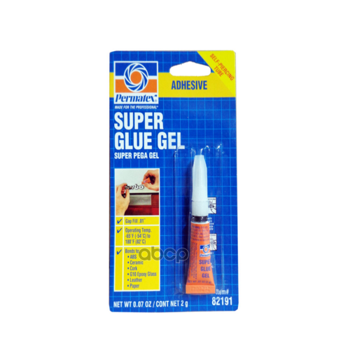 Клей Суперклей Super Glue Для Металла, Пластика, Резины, Винила, Бумаги, Картона, 2 Гр Permatex арт. 82190
