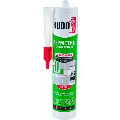 Герметик KUDO силиконовый санитарный графитовый чёрный (280 мл) арт. KSK-122