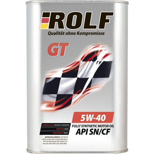 Синтетическое моторное масло ROLF GT 5W-40 SN/CF, 1 л