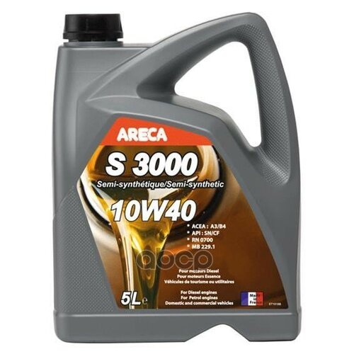 ARECA S 3000 10W40 (5L)_масло моторное! полусинт.\ ACEA A3/B4, API SN/CF, RN0700, MB229.1 ARECA 080707 | цена за 1 шт | минимальный заказ 1