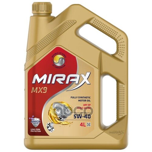 Масло Mirax MX9 5/40 API SP, A3/B4, VW 502.00/505.00, 229.3/229.5,BMW LL-01 синтетическое 4 л MIRAX 607031 | цена за 1 шт | минимальный заказ 1