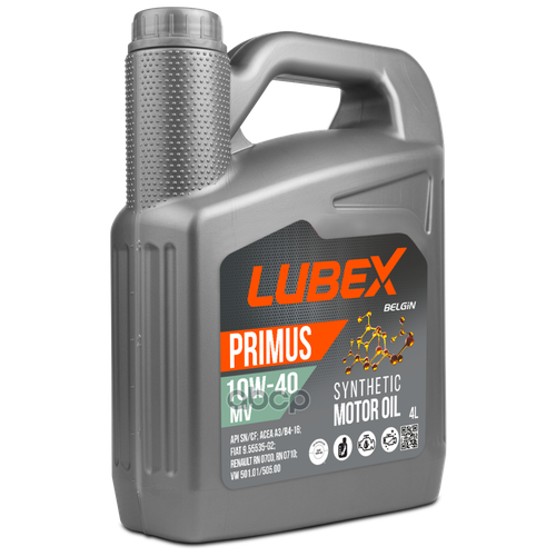 LUBEX Масло Моторное 10w40 Lubex 4л Синтетика Primus Mv Api Sn/Cf Acea A3/B4_ме