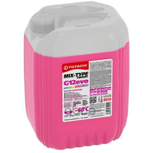 Антифриз, Готовый Раствор Mix-Type Coolant G12evo -40°C Розовый 10Кг TOTACHI арт. 46810