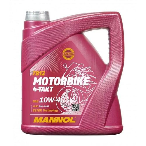 Масло Mannol 4-TAKT Motorbike 10W40 синт. 7812 (4 л) API SL, JASO MA/MA2 для мотоциклов, (пластик)