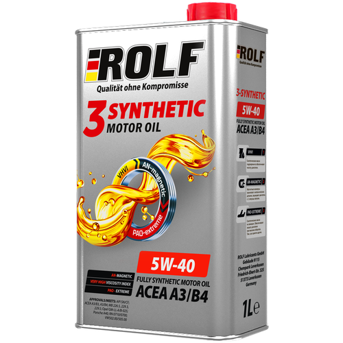 ROLF Rolf 3-Synthetic 5w40 (A3/B4) 1л Масло Моторное (Синтетика) Пластик