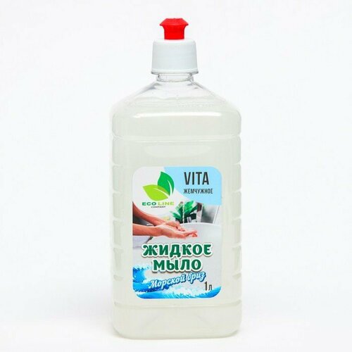Жидкое мыло "VITA жемчужное" морской бриз, 1 л (комплект из 8 шт)
