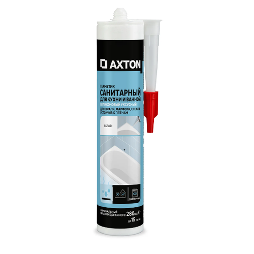 Герметик санитарный силиконовый AXTON 280 мл белый уксусный