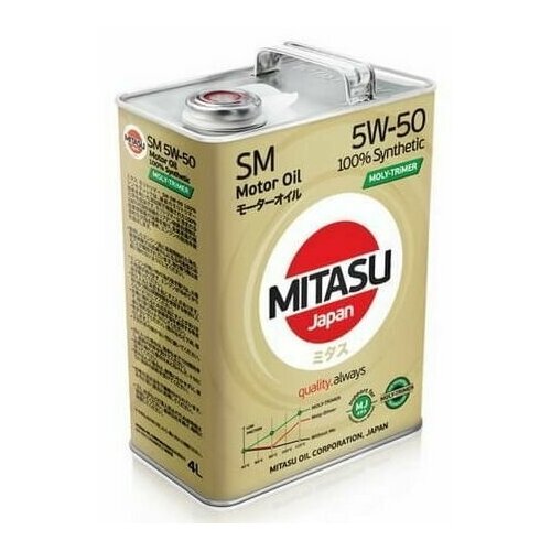MITASU 5W50 4L масло моторное MOLY-TRiMER SM \ API SM 100% Synthetic MITASU MJ-M13-4