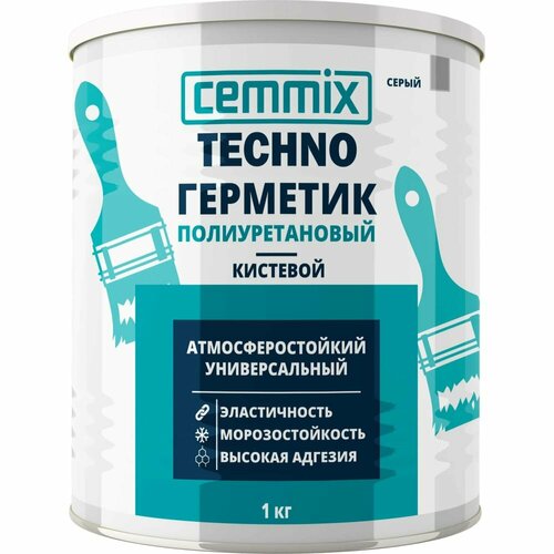 CEMMIX Герметик полиуретановый "Кистевой", банка 1 кг, цвет серый 85498729
