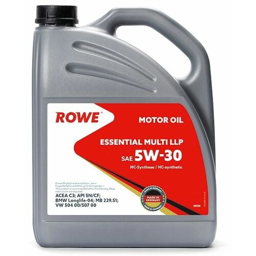 Масло Rowe 5/30 Essential Multi LLP C3, SM/CF BMW Longlife-04, MB 229.51, VW 504/507 синт 4 л ROWE 20238-453-2A | цена за 1 шт | минимальный заказ 1